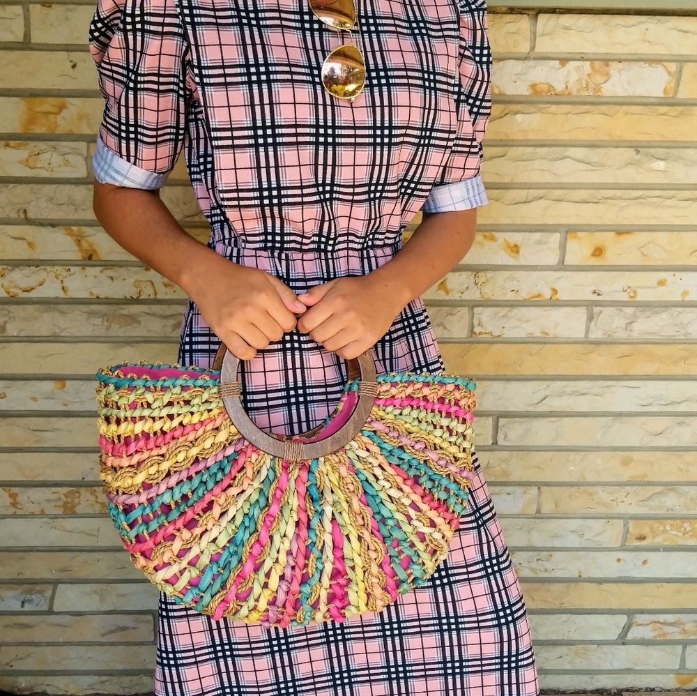 Vintage | Cappelli colorful wooden straw bag